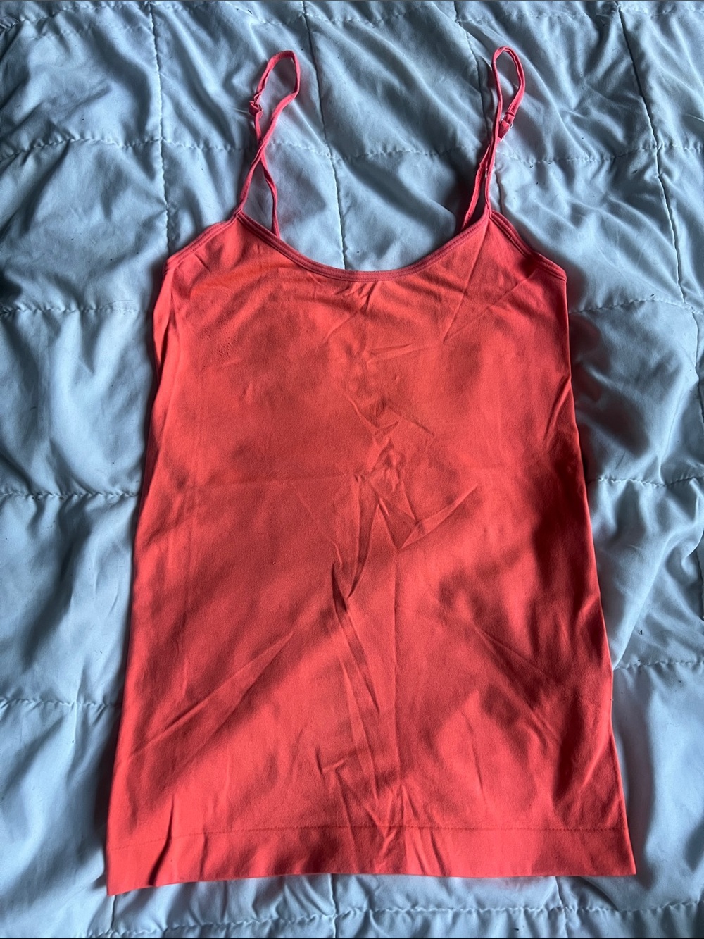 BRIGHT ORANGE MARMALADE SHADE SOFT MATERIAL LOW CUT TANK TOP